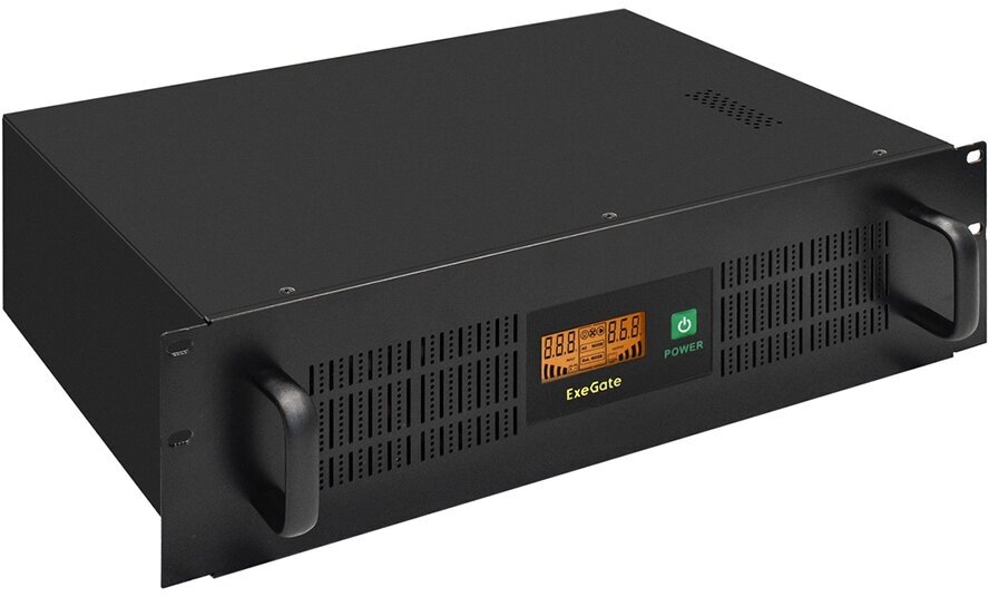 Блок бесперебойного питания ExeGate EX293056RUS ServerRM UNL-1500. LCD. AVR.2SH.4C13. RJ. USB.3U 1500VA/900W, LCD black