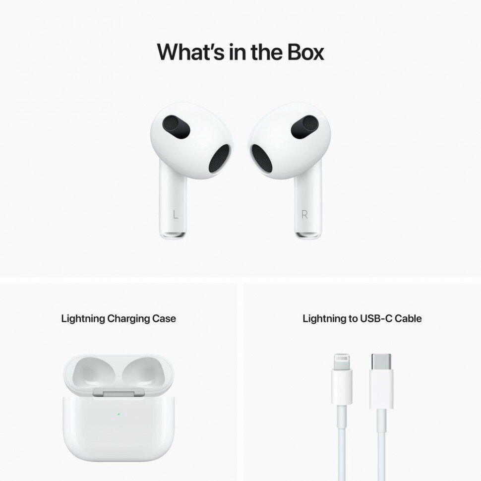 Беспроводные наушники Apple AirPods 3 Lightning Charging Case, белый