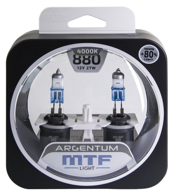 Лампа автомобильная галогенная MTF Light Argentum +80% H8A1280 Н27 (880) 12V 27W PG13 4000K 2 шт.