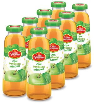 Сок Сады Придонья Зеленое яблоко, с 4 месяцев (стеклянная бутылка, 8 штук)