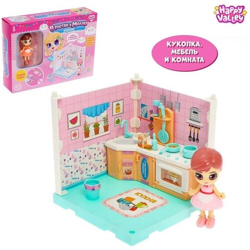 фото Happy valley пластиковый домик для кукол «в гостях у молли» кухня, с куклой и аксессуарами