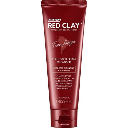 уход за лицом missha маска для лица очищающая amazon red clay с амазонской глиной Пенка для умывания и очищения пор с амазонской глиной, Missha, Amazon Red Clay Pore pack FoaCleanser, 120 мл