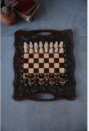 Изображение товара Шахматы-нарды Handle Brand, ручная работа, складная, дерево, 40х40 см