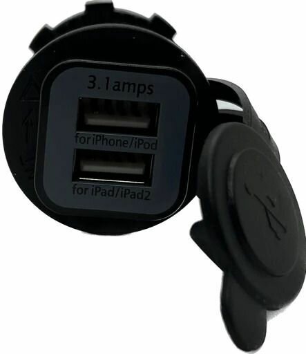 Зарядное устройство Mel-Z05-SQ 2.1A с двумя USB-портами с подсветкой для мотоцикла (мото зарядка) автомобиля