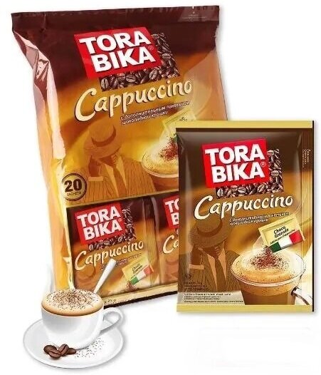Кофе растворимый Torabika Cappuccino с дополнительным пакетиком шоколадной крошки, в пакетиках, 2 упаковки х 20шт х25г, 1000 г - фотография № 2