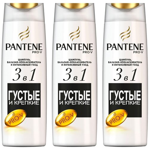 Pantene шампунь, бальзам-ополаскиватель и интенсивный уход 3в1 Густые и крепкие, 3 шт., 360 мл, 3 шт. шампунь pantene pro v густые и крепкие 3в1 360мл procter and gamble