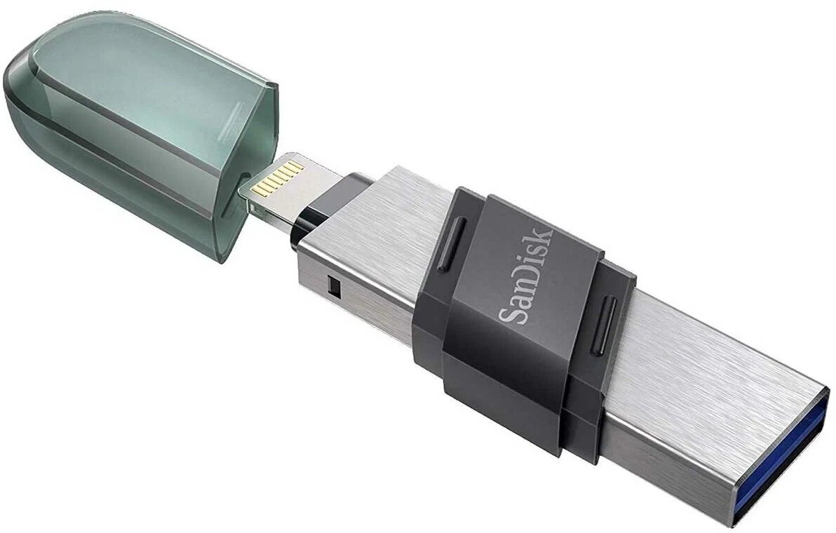 USB флешки SANDISK Флеш Диск Sandisk 256Gb iXpand Flip SDIX90N-256G-GN6NE USB3.1 зеленый/серебристый