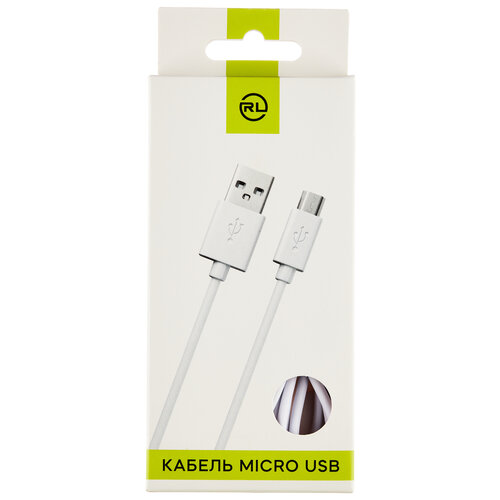 Кабель Micro USB Cable RL, 1 м, 4.8-5.5V, 1 шт, белый