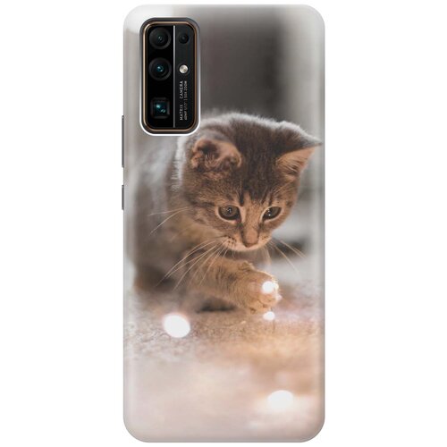 фото Ультратонкий силиконовый чехол-накладка для honor 30 с принтом "котенок и свет" gosso