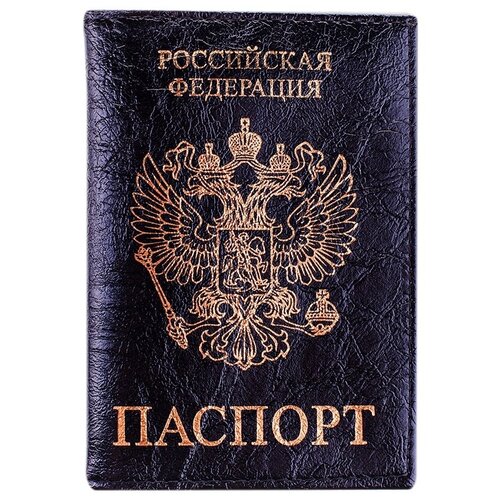 Обложка для паспорта OfficeSpace KPs_1689 / 176873, черный, золотой обложка для паспорта officespace натуральная кожа тип 1 2 черный тиснение герб kps 1689 176873