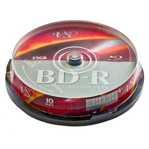 Оптический диск BD-R VS 25Gb, 4x, cake box, 10шт. диск bd rmirex25gb 4x 1 шт