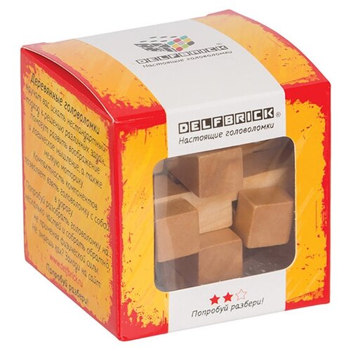 Игра-головоломка деревянная Delfbrick Занимательный куб, 12 элементов (52514919142), 4шт.