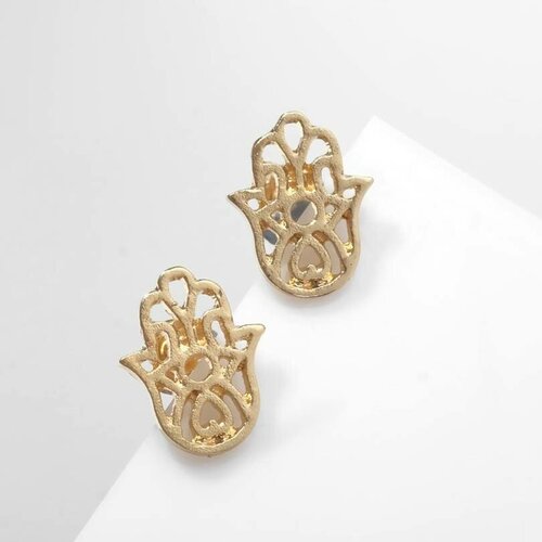 Серьги женские, Queen Fair, Рука Хамса, цвет золотой, металлические, 1.5 см, 1 пара