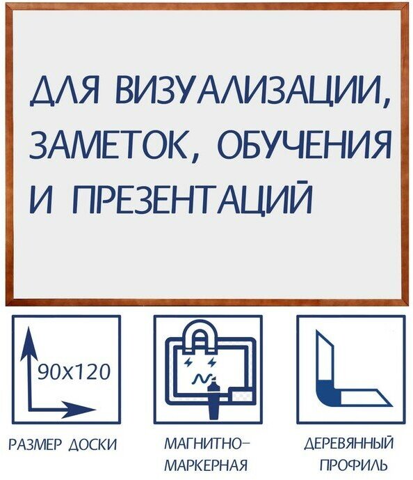 Calligrata Доска магнитно-маркерная 90х120 см, Calligrata, в деревянной рамке (морилка темная)