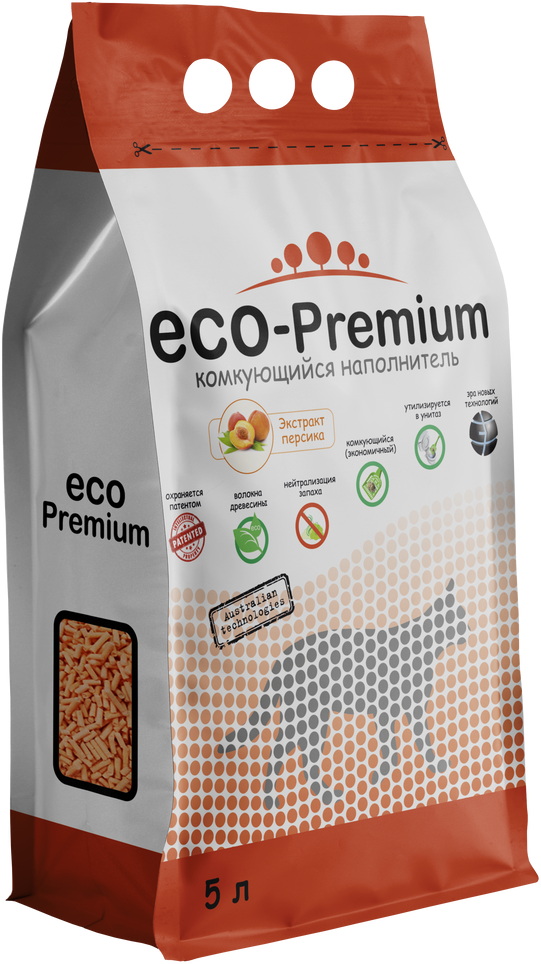 Наполнитель для кошачьего туалета ECO-Premium Комкующийся Персик 5л