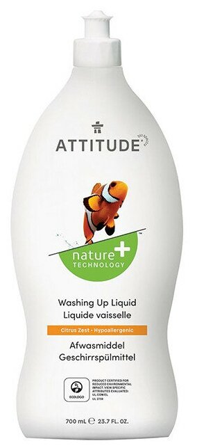 ATTITUDE Жидкость для мытья посуды Citrus zest, 0.7 л