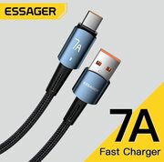 Кабель Essager USB - Type-C, PD 100W, 7 Aмпер, 1 метр, индикатор, быстрая зарядка для Huawei, Xiaomi, Samsung, Oppo