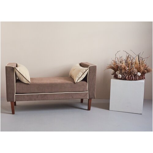 Скамья банкетка Soft Element Зельт 2 с мягким сидением, в прихожую, в спальню, велюр, коричневый, стиль современная классика