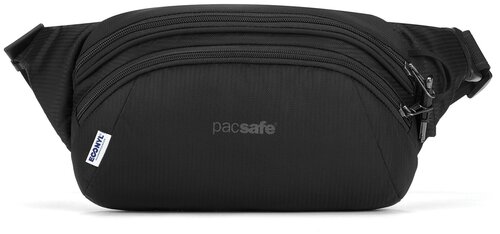 Сумка  поясная PacSafe повседневная, текстиль, регулируемый ремень, черный