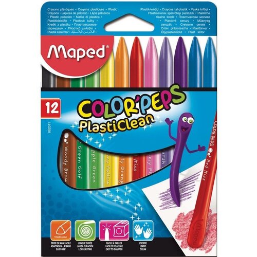 фото Мелки восковые maped colorpeps plasticlean круглые 12 цветов 1 шт.