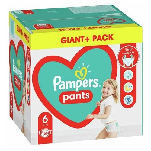 Подгузники-трусики Pampers Pants размер 6 60шт.