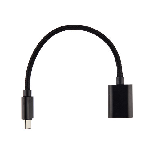 Адаптер USB OTG - type -c 0.1м, чёрный плетёный кабель отг для тайп си