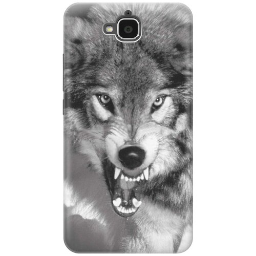 фото Cиликоновый чехол на honor 4c pro / хонор 4с про с принтом "волчий оскал" gosso