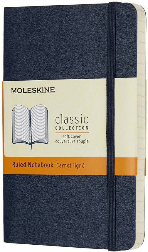 Блокнот Moleskine Classic Soft, 192стр, в линейку, мягкая обложка, синий сапфир [qp611b20]