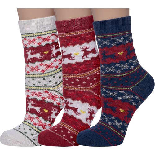 фото Комплект из 3 пар женских теплых носков hobby line 6417, микс 7, размер 36-40