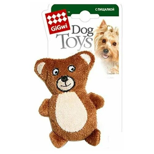 GiGwi игрушка для собак Мишка с 2-мя пищалками/ткань, пластик, 4 шт.