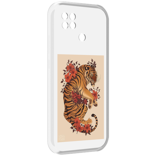 Чехол MyPads злой-тигр-с-цветами для Poco C40 задняя-панель-накладка-бампер чехол mypads злой тигр с цветами для meizu m5 note задняя панель накладка бампер