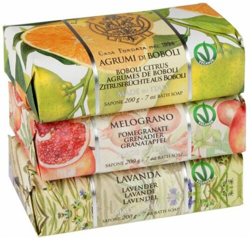 La Florentina Citrus, Lavender, Pomegranate Набор мыла Цитрус, лаванда, гранат 3*200г