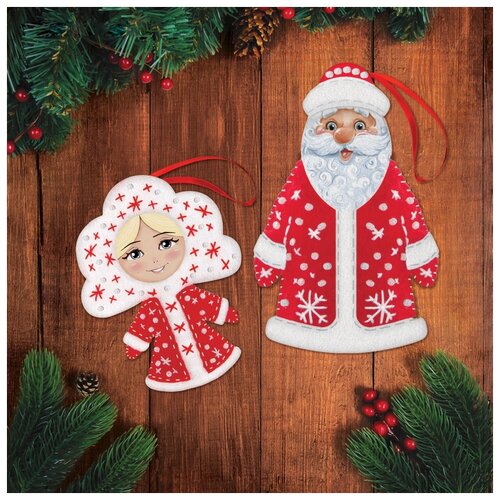 Новогодние игрушки из фетра «Дед мороз и Снегурочка» новогодние игрушки снегурочка