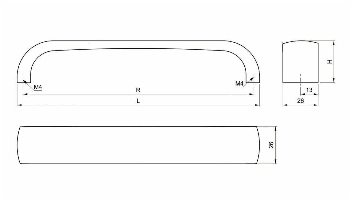 Ручка мебельная скоба 160 мм AMIX (Польша) сатин (комплект 2 шт.) - фотография № 3