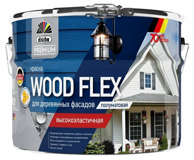 Краска в/д фасадная DUFA Premium Wood Flex для дерева база 3 22л бесцветная