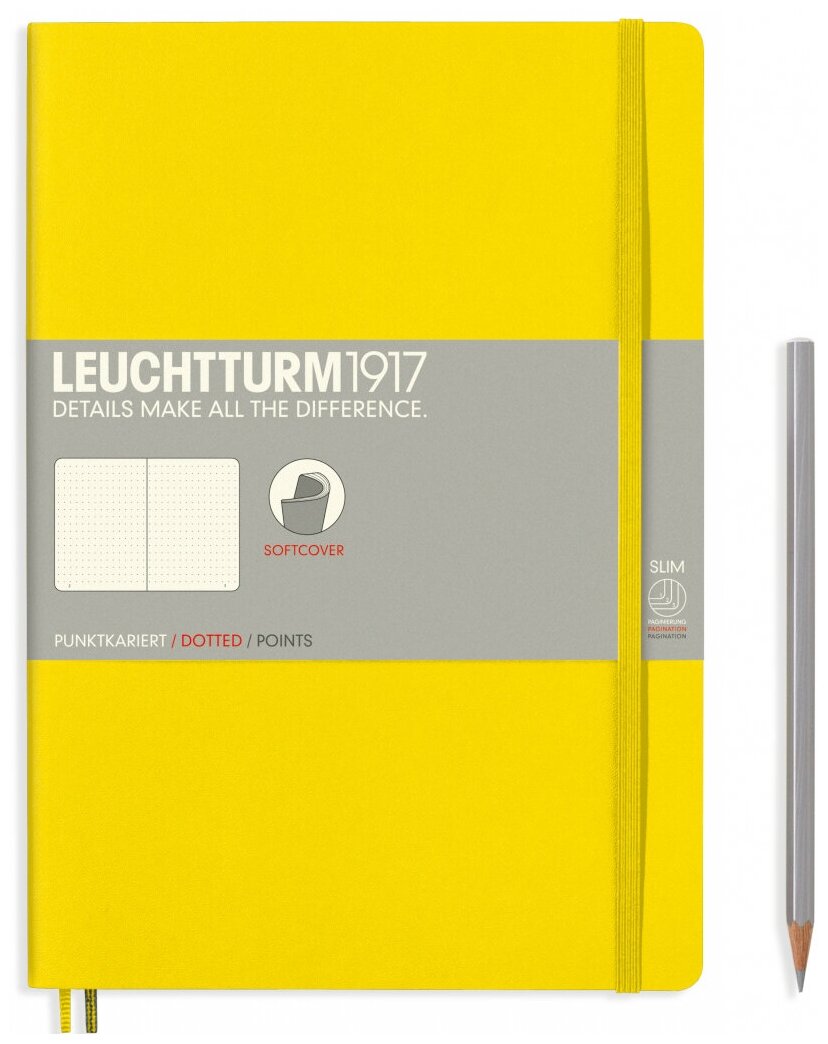 Записная книжка Leuchtturm Composition В5, в точку, лимонная, 123 страниц, мягкая обложка