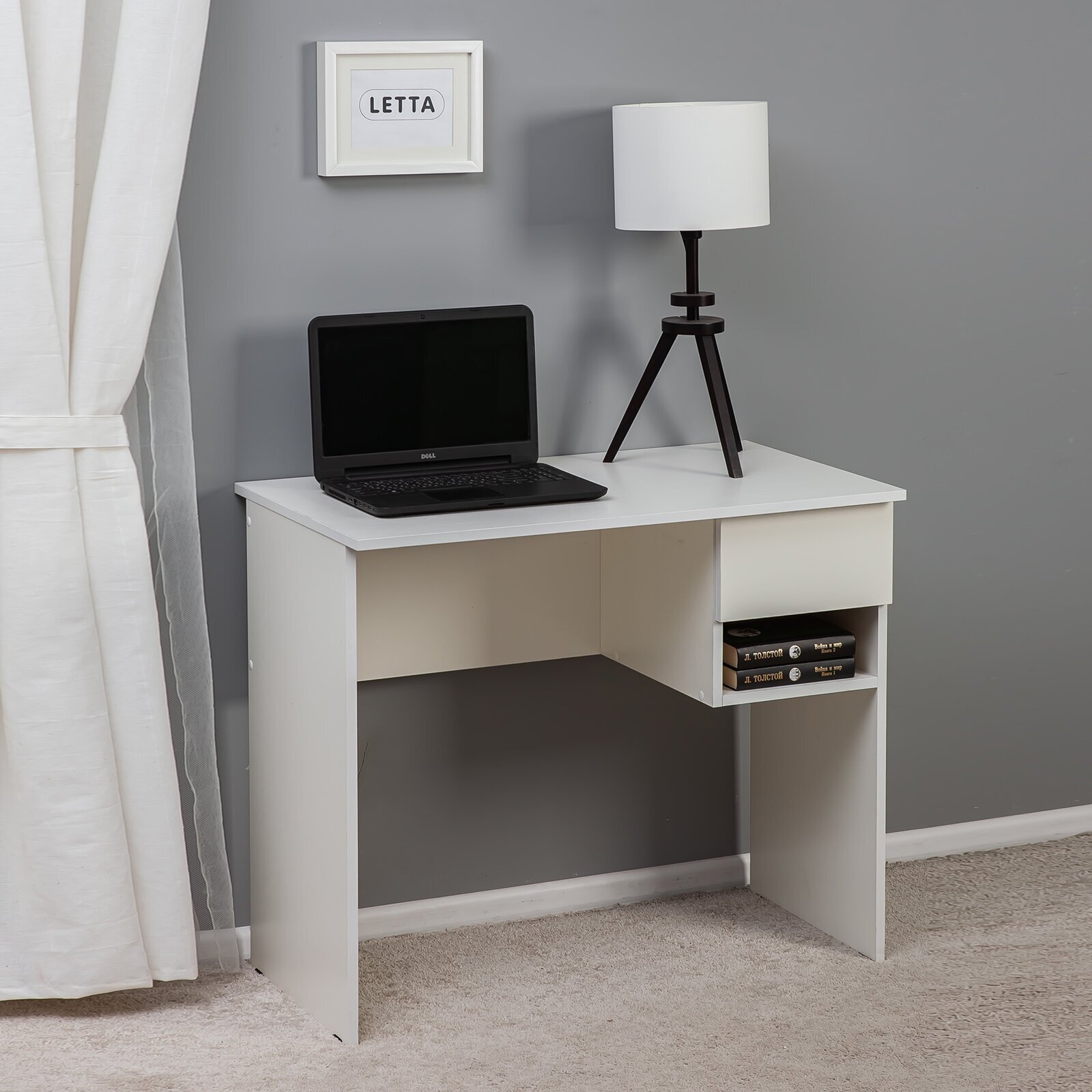 фото Стол письменный рабочий Ультра с ящиком Белый 900х750х500