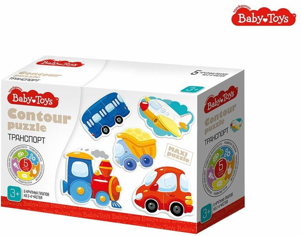 Пазлы контурные Baby Toys Транспорт