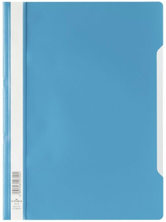 Папка - скоросшиватель Durable, для документов, прозрачный верхний лист, А4, полипропилен Голубой