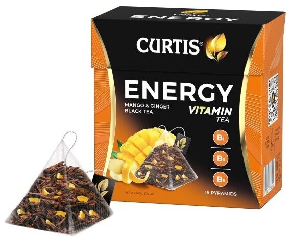 Чай черный Curtis "Energy", с добавками, 15 пирамидок - фотография № 4