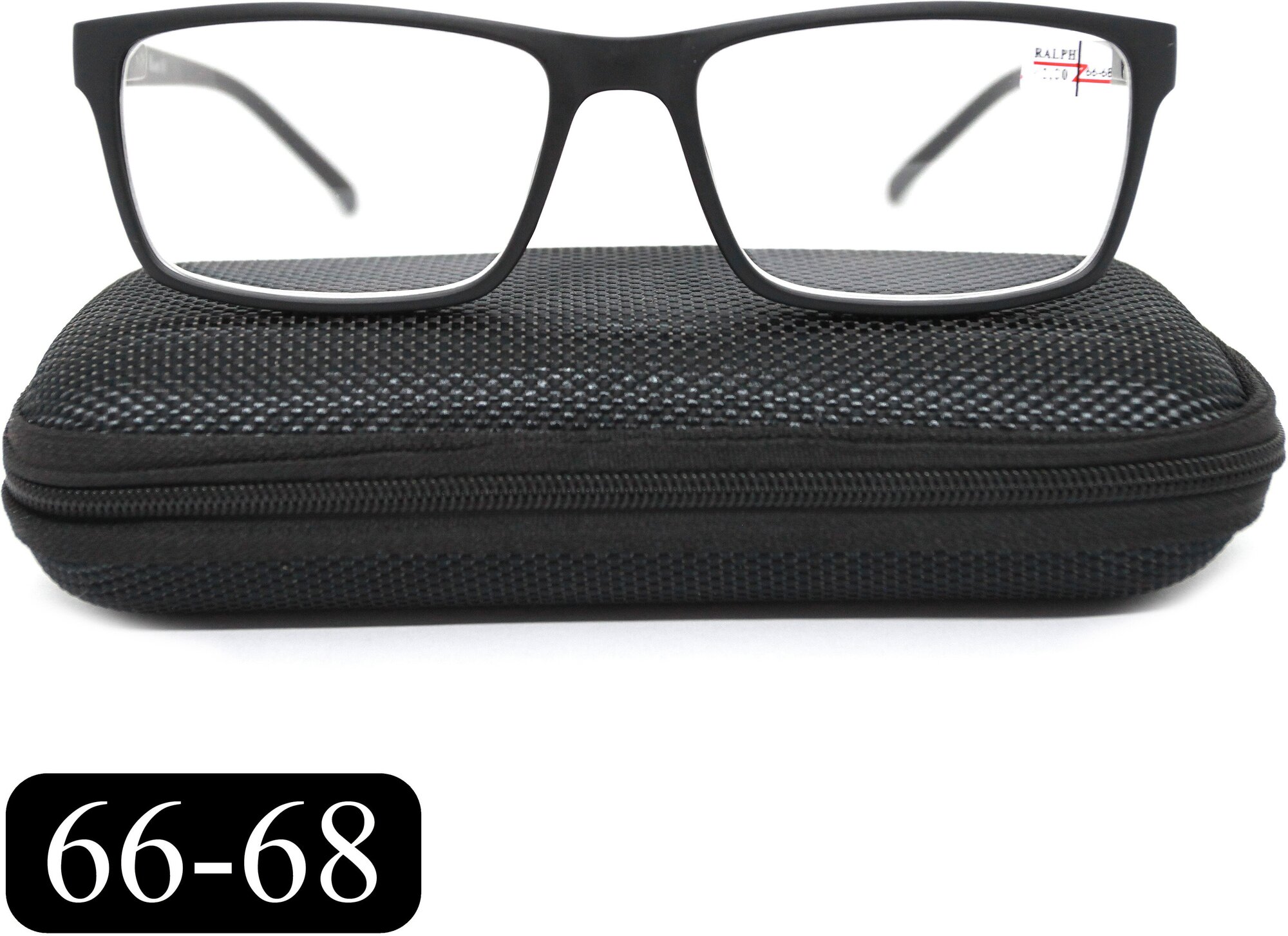 Очки для чтения 66-68 на широкое лицо (+0.50) RALPH 0491-C1, с футляром, цвет черный, линзы пластик, РЦ 66-68