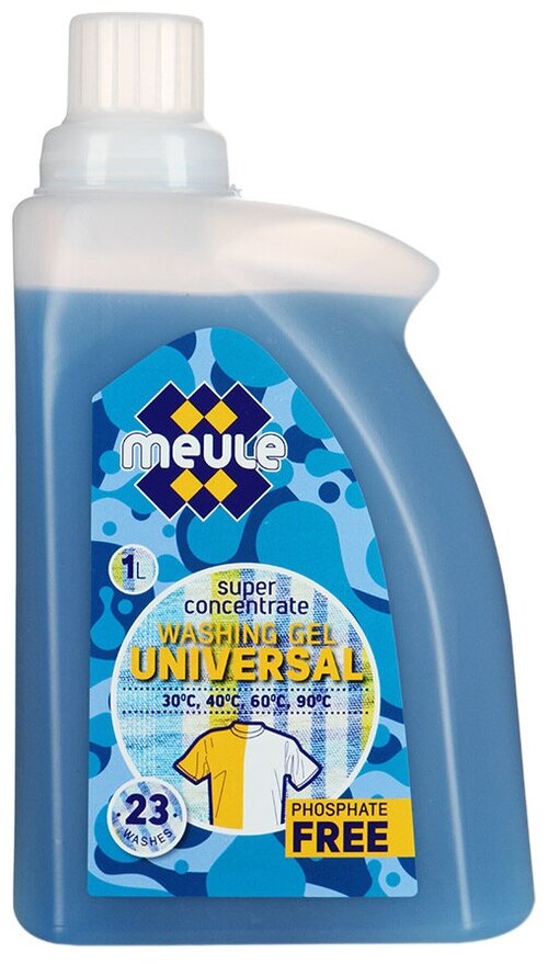 Гель для стирки MEULE Universal, 1 кг, 1 л, для белых и светлых тканей, для цветных тканей