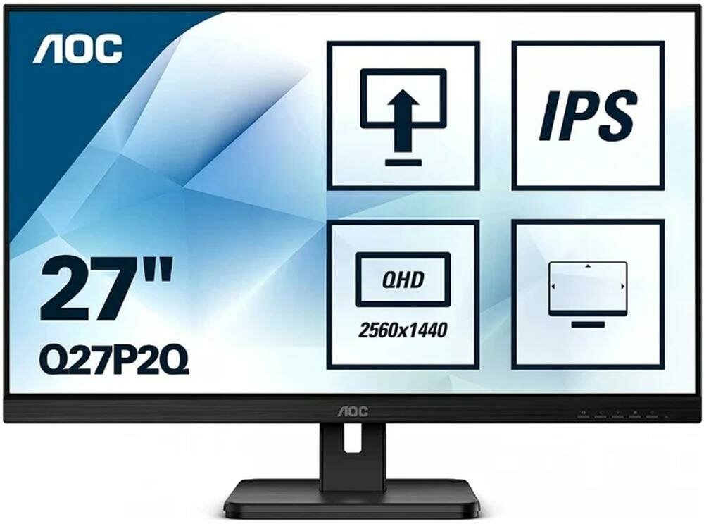 Монитор 27" AOC Q27P2Q IPS 2560x1440 4ms HDMI, DisplayPort, VGA