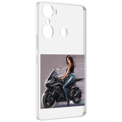Чехол MyPads девушка-на-мотоцикле для Infinix Hot 12 Pro задняя-панель-накладка-бампер