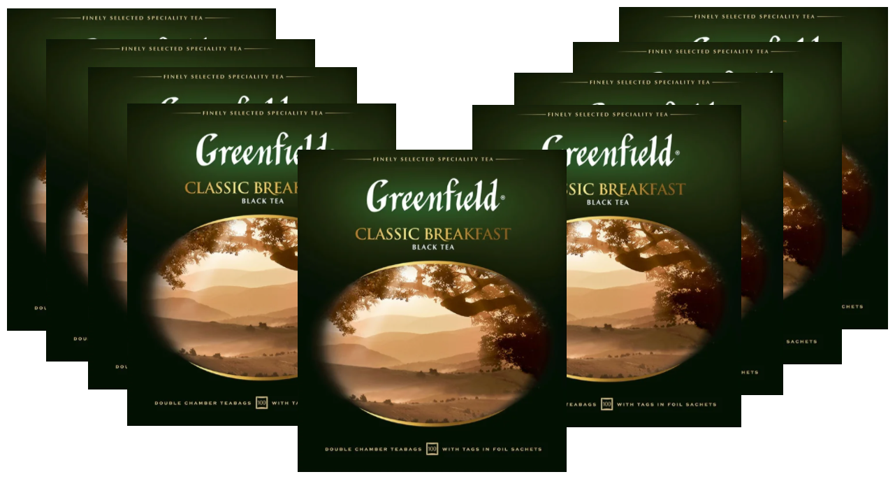 Чай черный Гринфилд классик брекфаст Greenfield Classic Breakfast, 9 шт по 100 пак