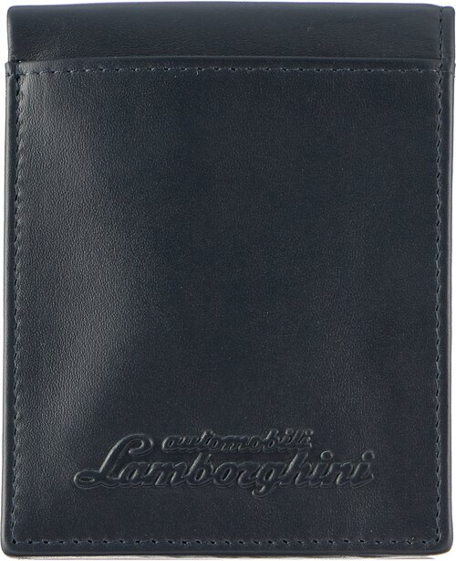 Бумажник Automobili Lamborghini, натуральная кожа, гладкая фактура, 2 отделения для банкнот, отделение для карт, синий