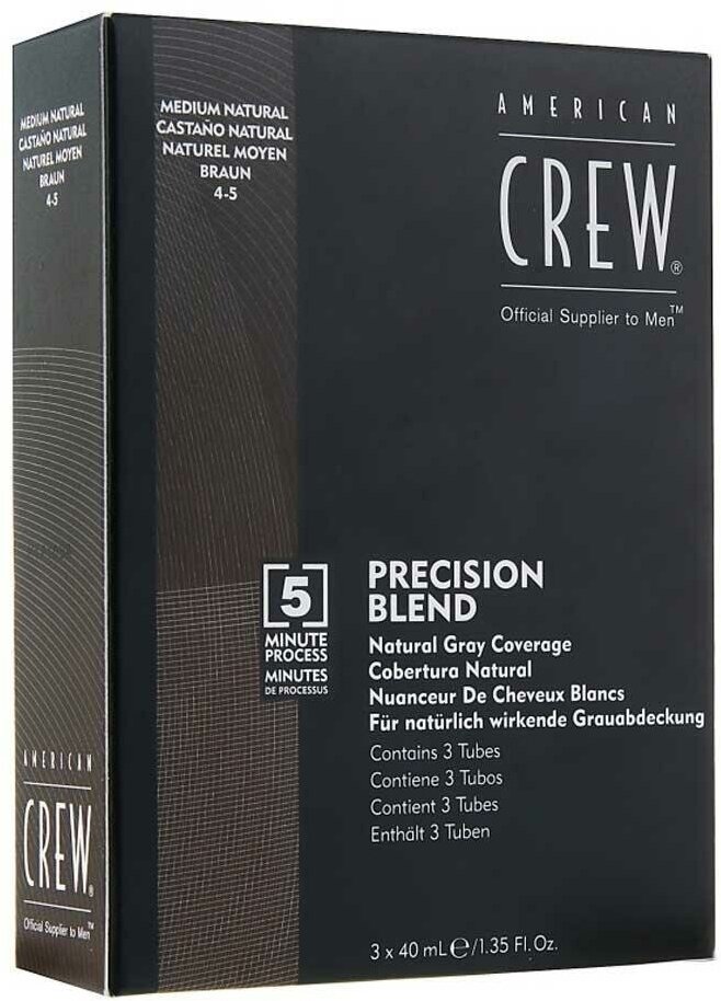 Камуфляж для седых волос средний натуральный - American Crew Precision Blend 4-5 Medium Natural 3x40 мл