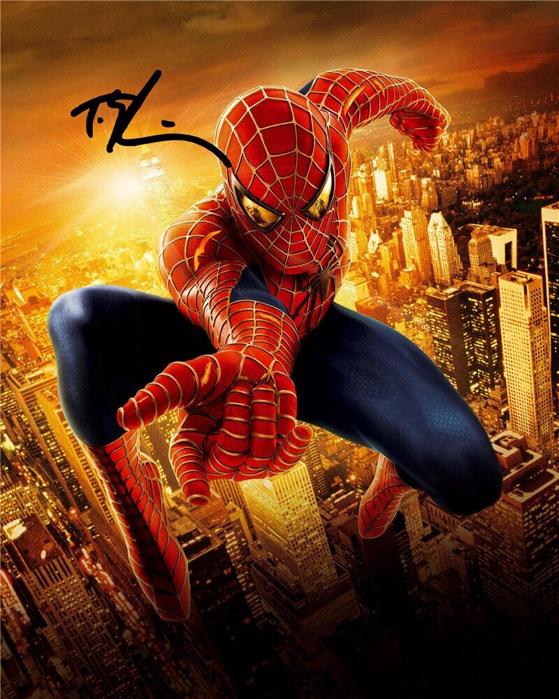 Автограф Тоби Магуайар Человек-Паук Спайдер Мэн - Автограф Tobey Maguire Spider Man - Фото с автографом Подписанная фотография Автограф знаменитости Подарок Автограмма Размер 20х25 см