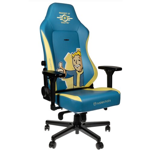 фото Компьютерное кресло noblechairs hero fallout vault-tec edition игровое, обивка: искусственная кожа, цвет: голубой/желтый