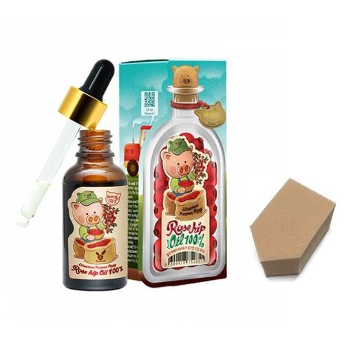 фото Elizavecca масло шиповника farmer piggy rose hip oil 100%, 30мл + спонж